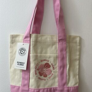 PINK Cream Canvas Tote